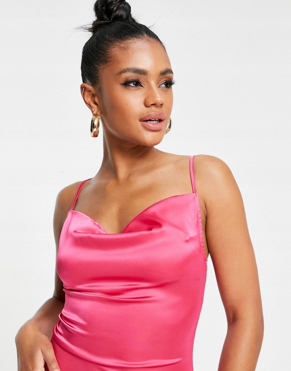 SUKIENKA SATYNOWA MIDI ROZM L 642 Długość midi