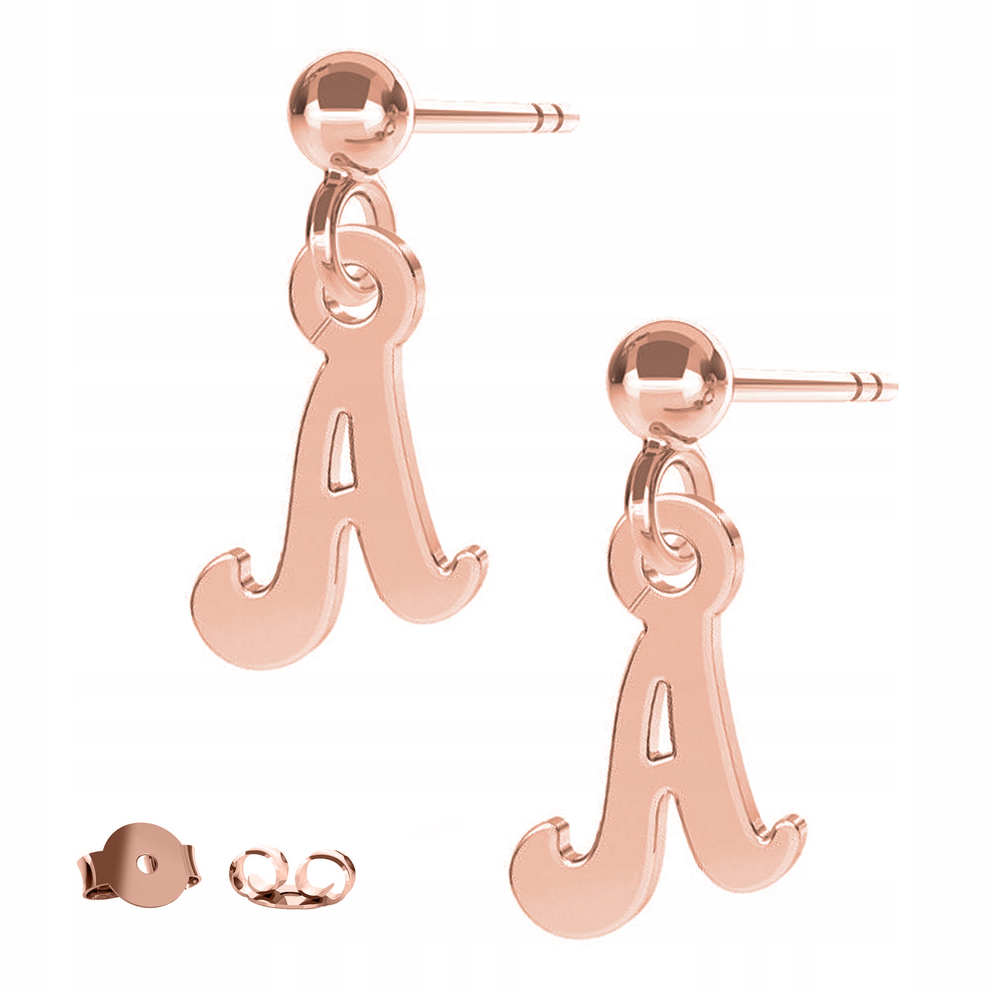 Náušnice Písmeno A růžové zlato 925