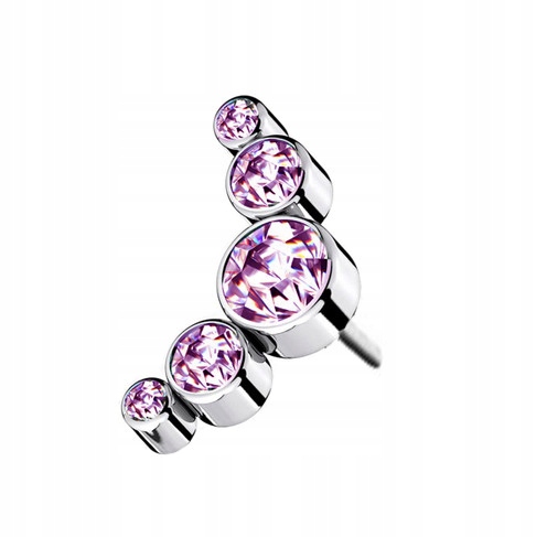 Tytanowa nakrętka PUSH IN s. różowe kryształki