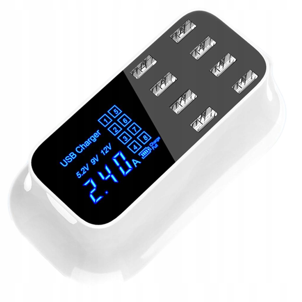 8-portowa szybka ładowarka USB 3.0 z wyświetlaczem LCD LED