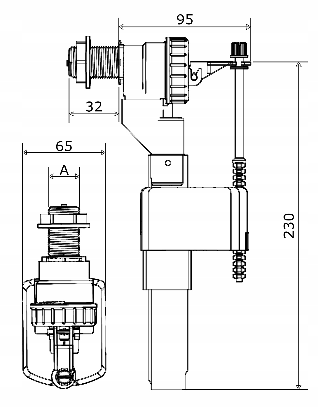 ZAWÓR DO SPŁUCZKI NAPELNIAJĄCY 3/8 PŁYWAK DN10 Marka Diamond