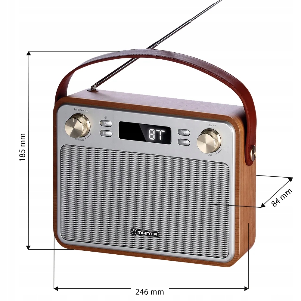 Bluetooth-радіоплеєр Manta RDI915X коричневого кольору, оригінальна упаковка.