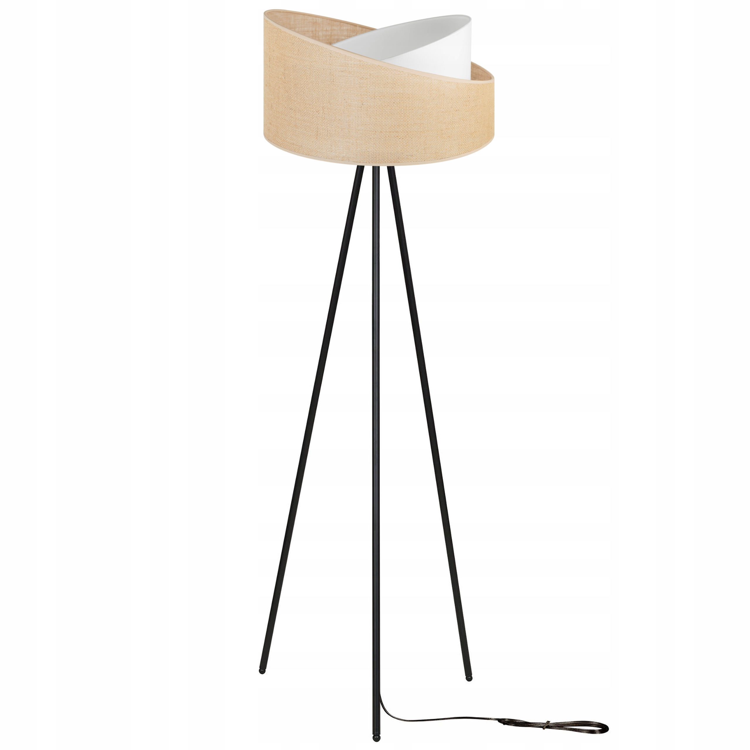 Podlahová Lampa Trojnožka Kovové Tienidlo Juta 45 CM