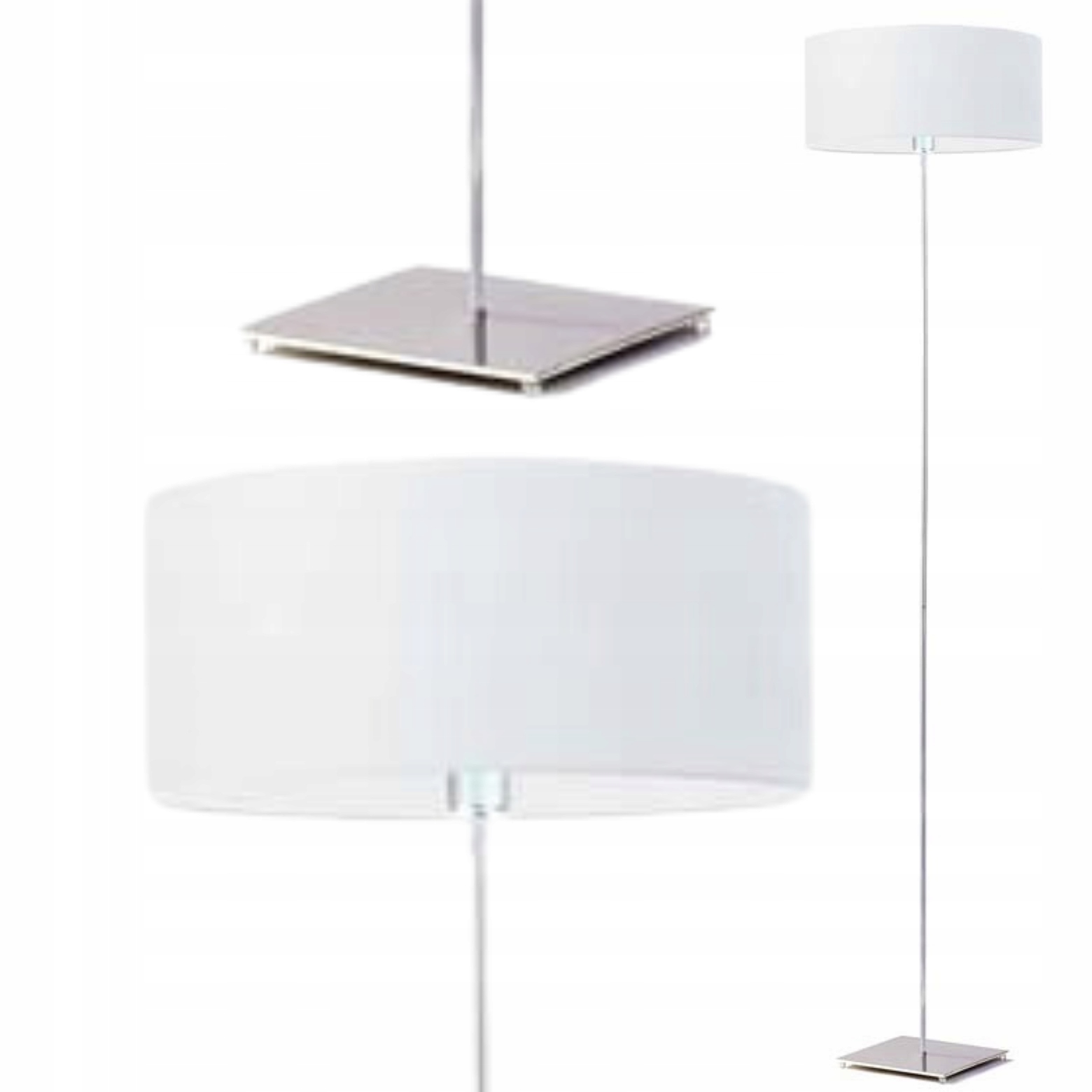 Lampa Stojąca Podłogowa Biała LED E27 z Abażurem Nowoczesna do Pokoju Modna