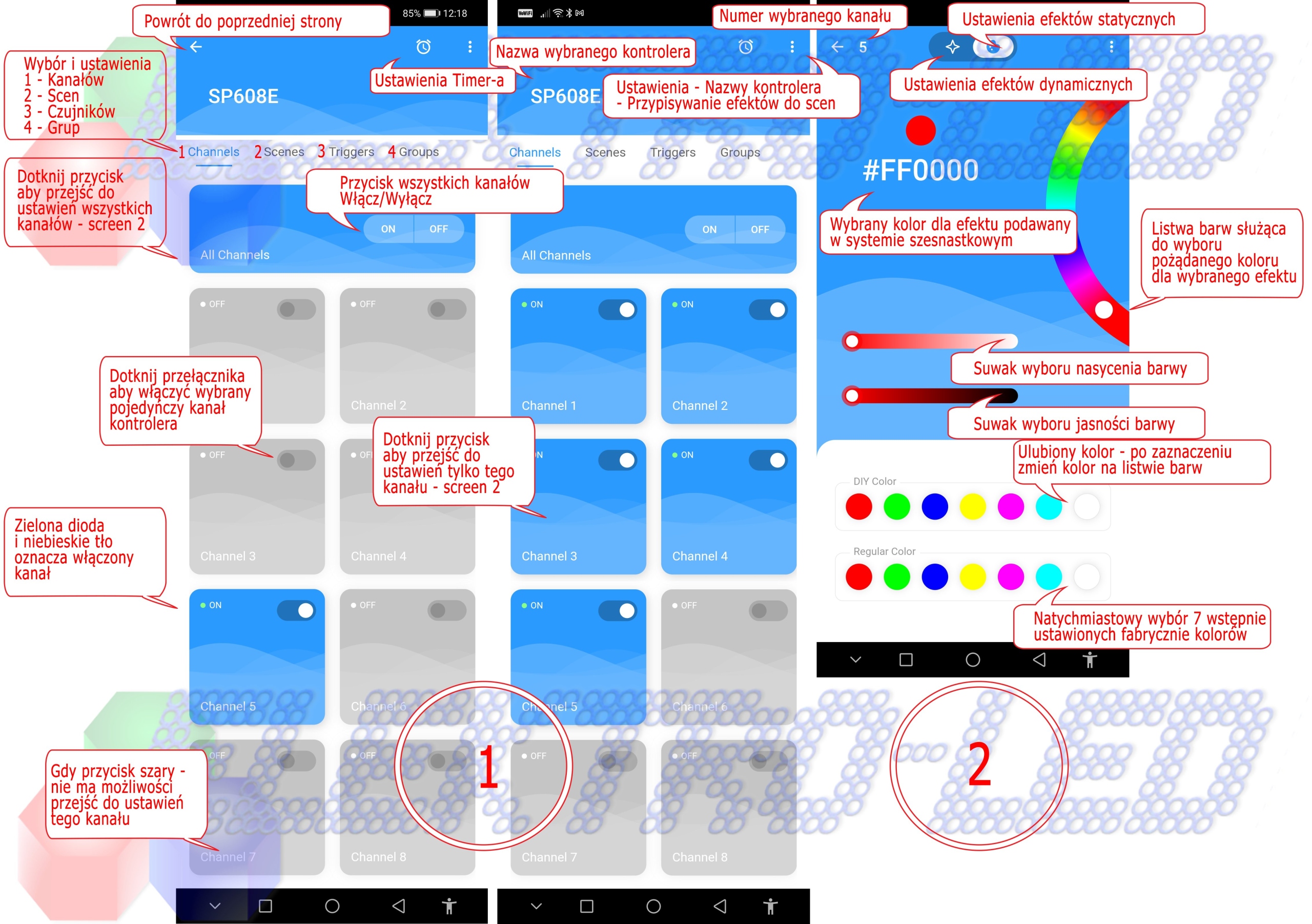 SP608E KONTROLER LED CYFROWY WS2812B SK6812 I INNE Model SP608E-662