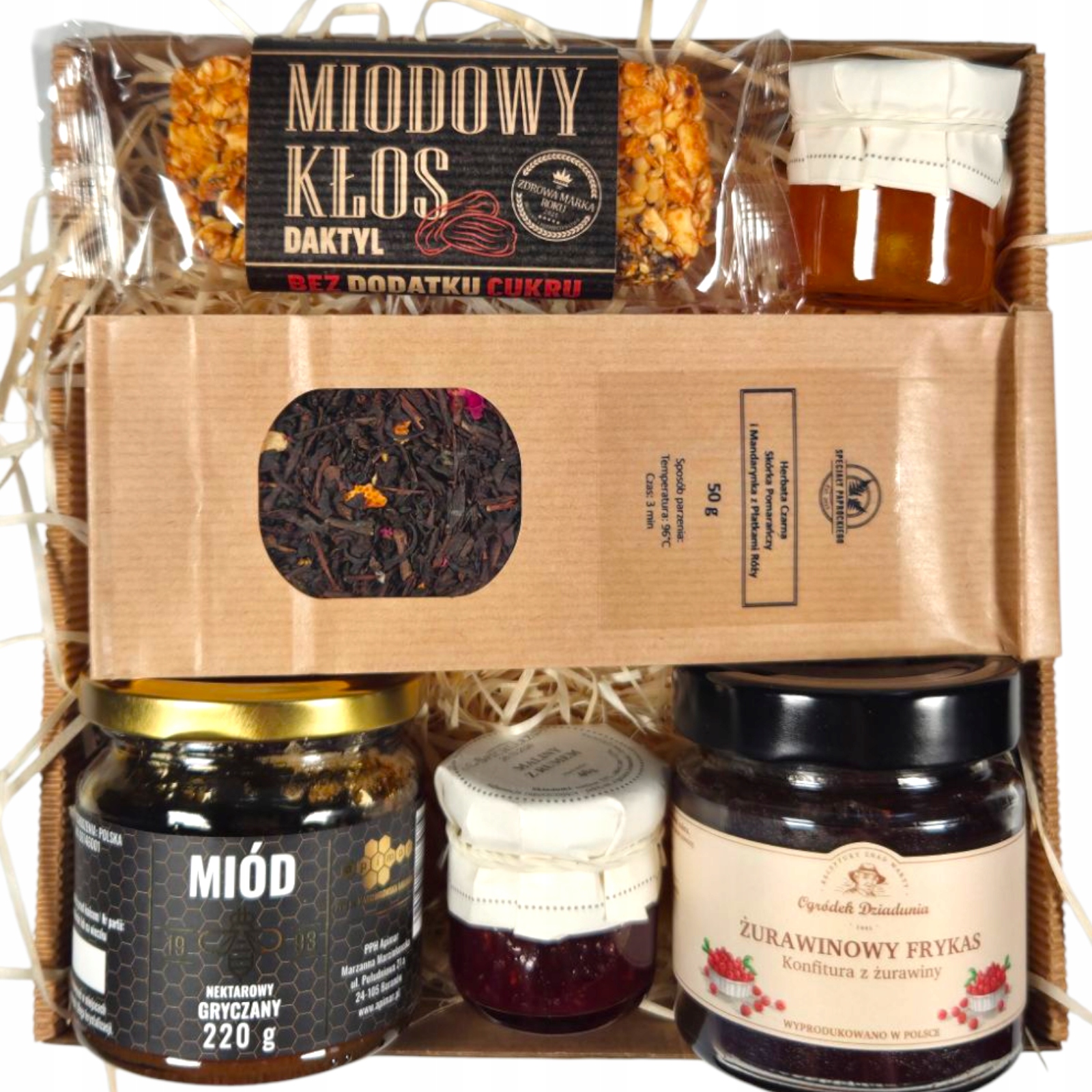 Levně Set Pro Tatínka Mámu Med Čaj zavařenina brusinky tyčinka dárek kraft