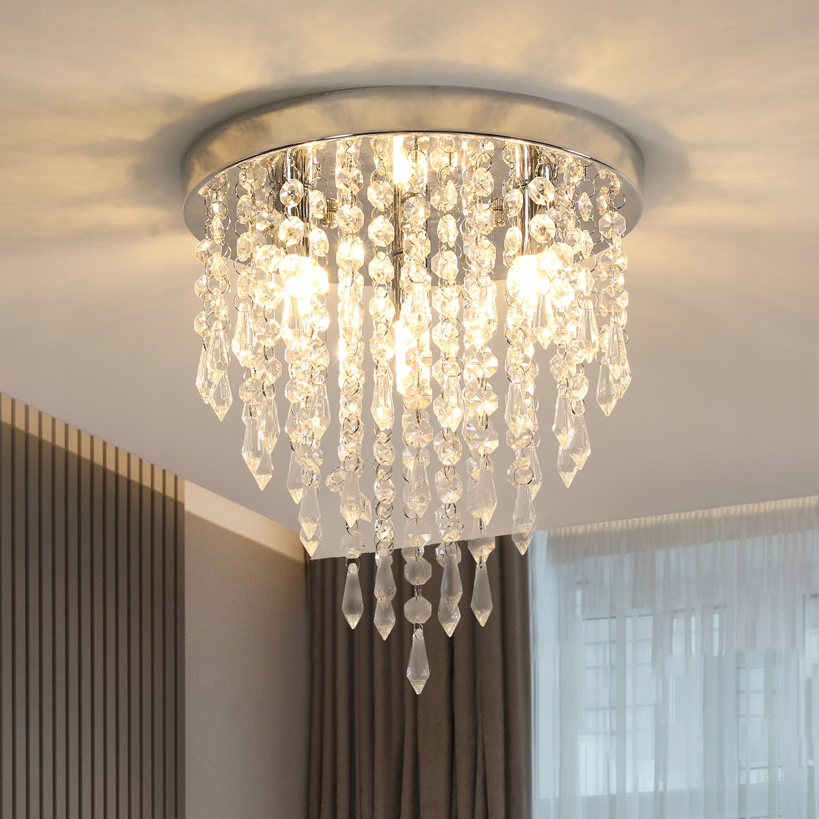 Stropní Lampa Stříbrný Křišťálový Lustr Chrom Moderní G9 Do Kuchyně