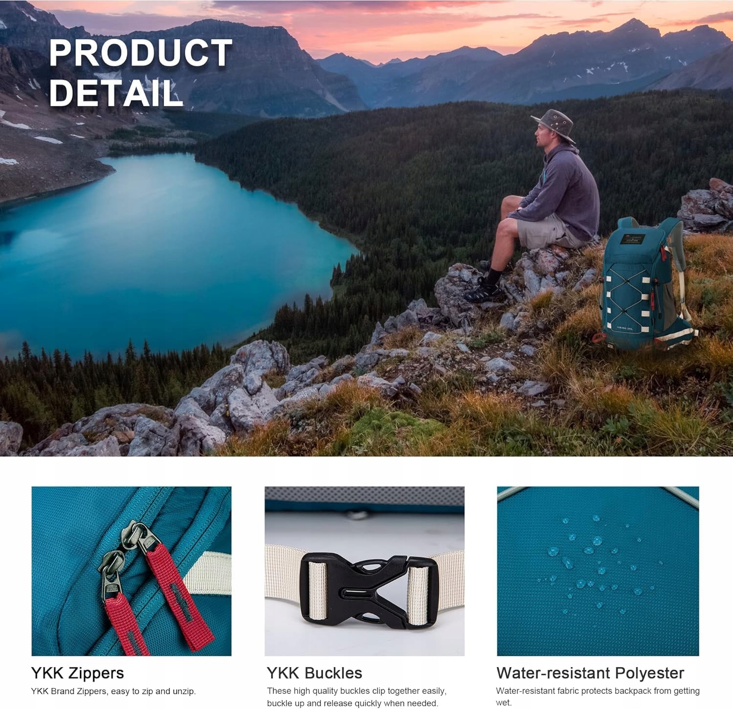 MOUNTAINTOP Plecak Turystyczny 35L Lekki Dla Mężczyzn i Kobiet Outdoor — miniatura 8