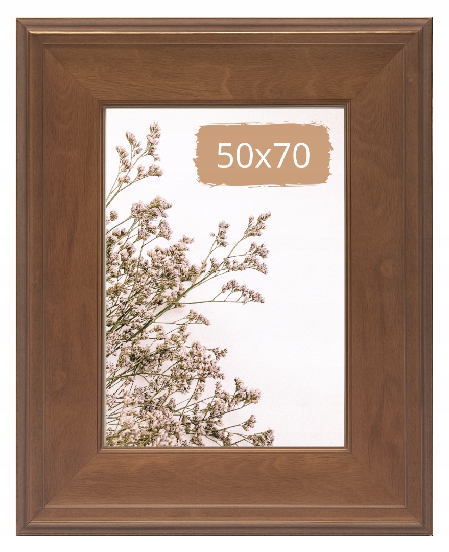Rámeček 50x70 hnědý, pevný, široký, rustikální rám do obývacího pokoje