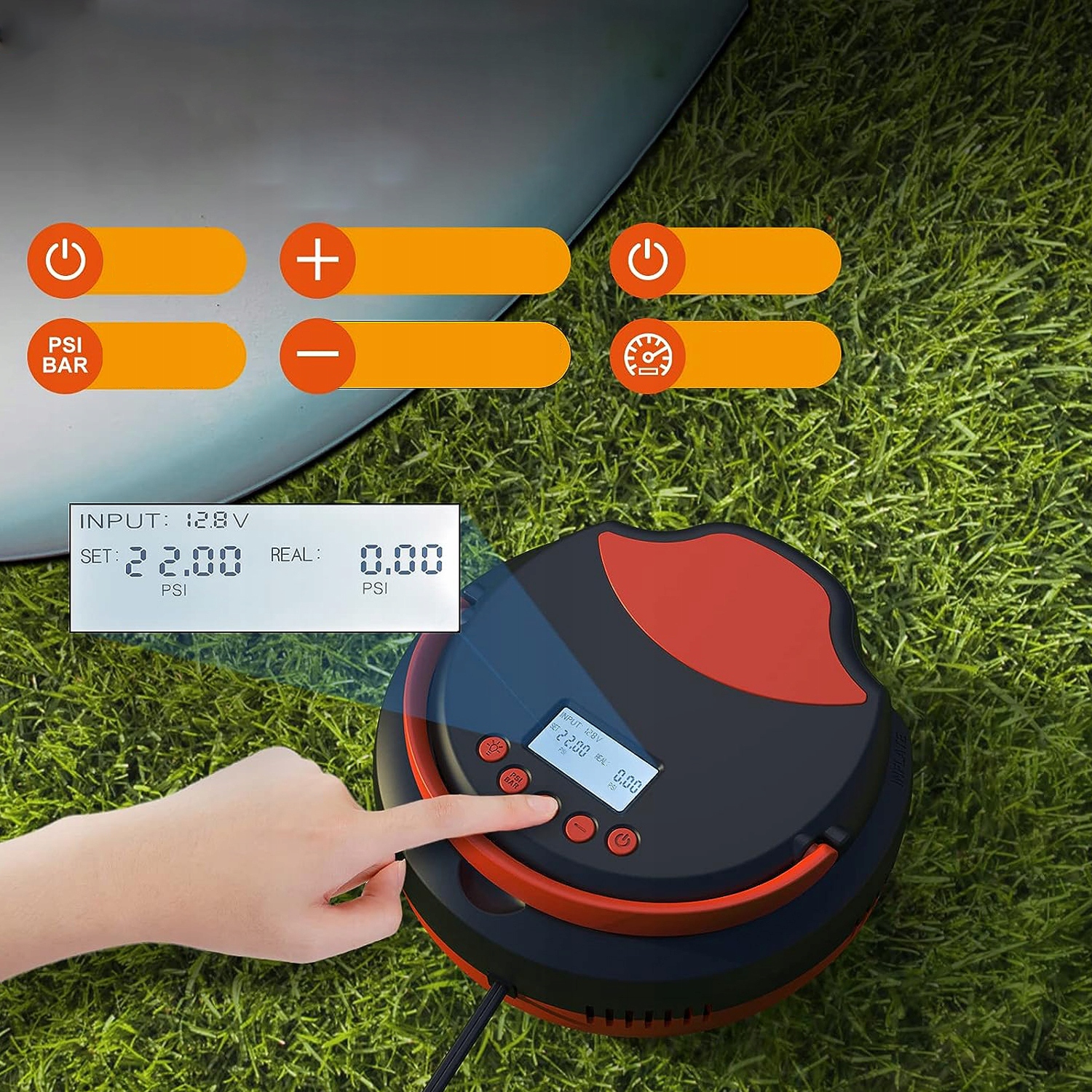 POMPKA ELEKTRYCZNA DO DESKI SUP SAMOCHODOWA ZESTAW + 6 KOŃCÓWKI 22PSI 12V Kod producenta 6CR0309CQ