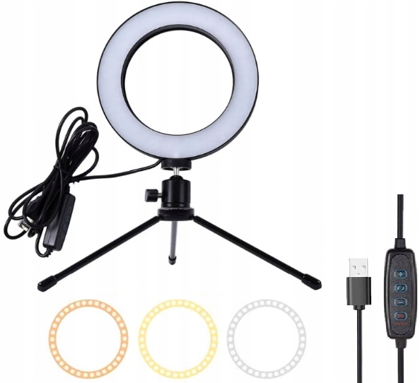 Lampa Pierścieniowa Do Selfie Makijażu Led Ring Białe Tripod Statyw Lampka