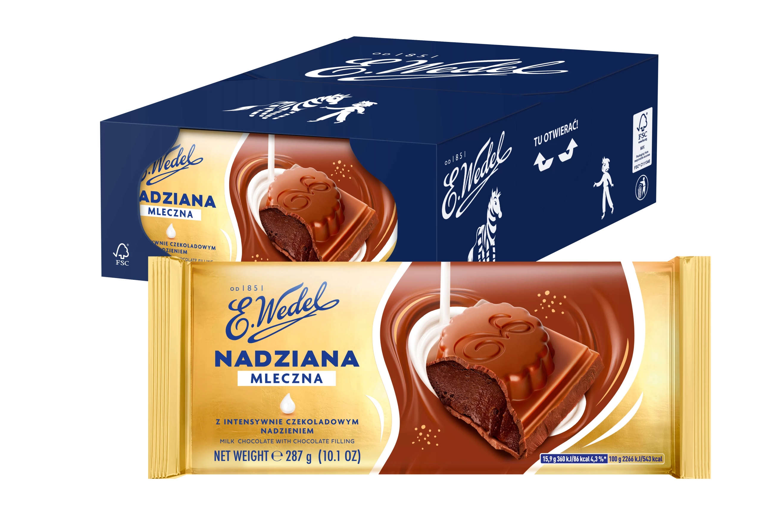 Czekolada Nadziana Mleczna E.Wedel 3,444 kg (12 szt. x 287 g)