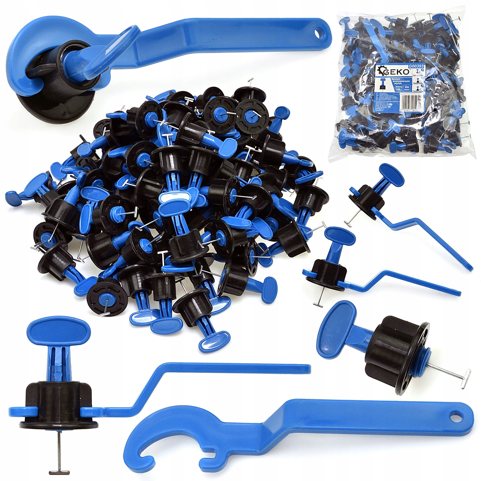 

Zestaw Klipsów poziomowanie płytek Komplet +klucz