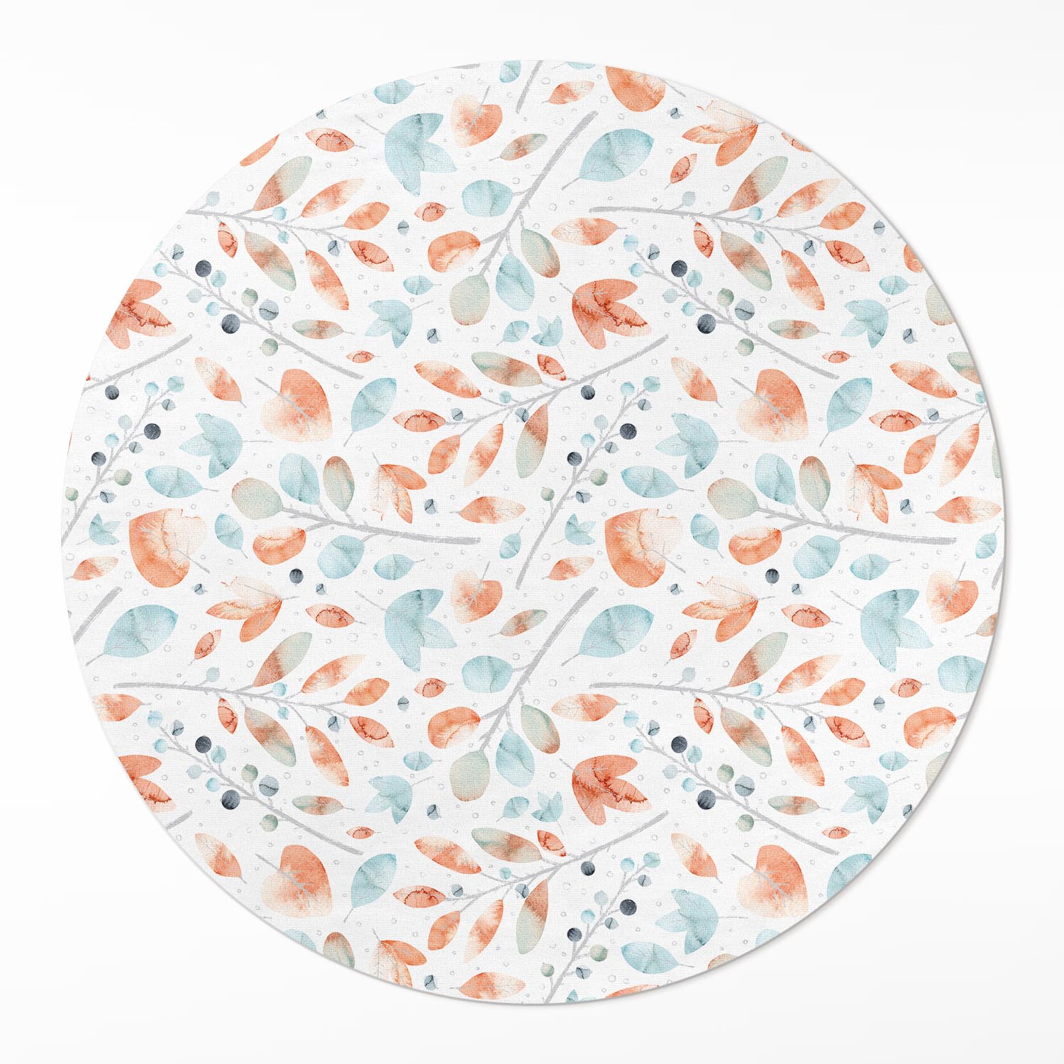Okrúhly vinylový koberec do domu Rozmer ⌀ 90 cm Akvarelové vetvičky a boho listy
