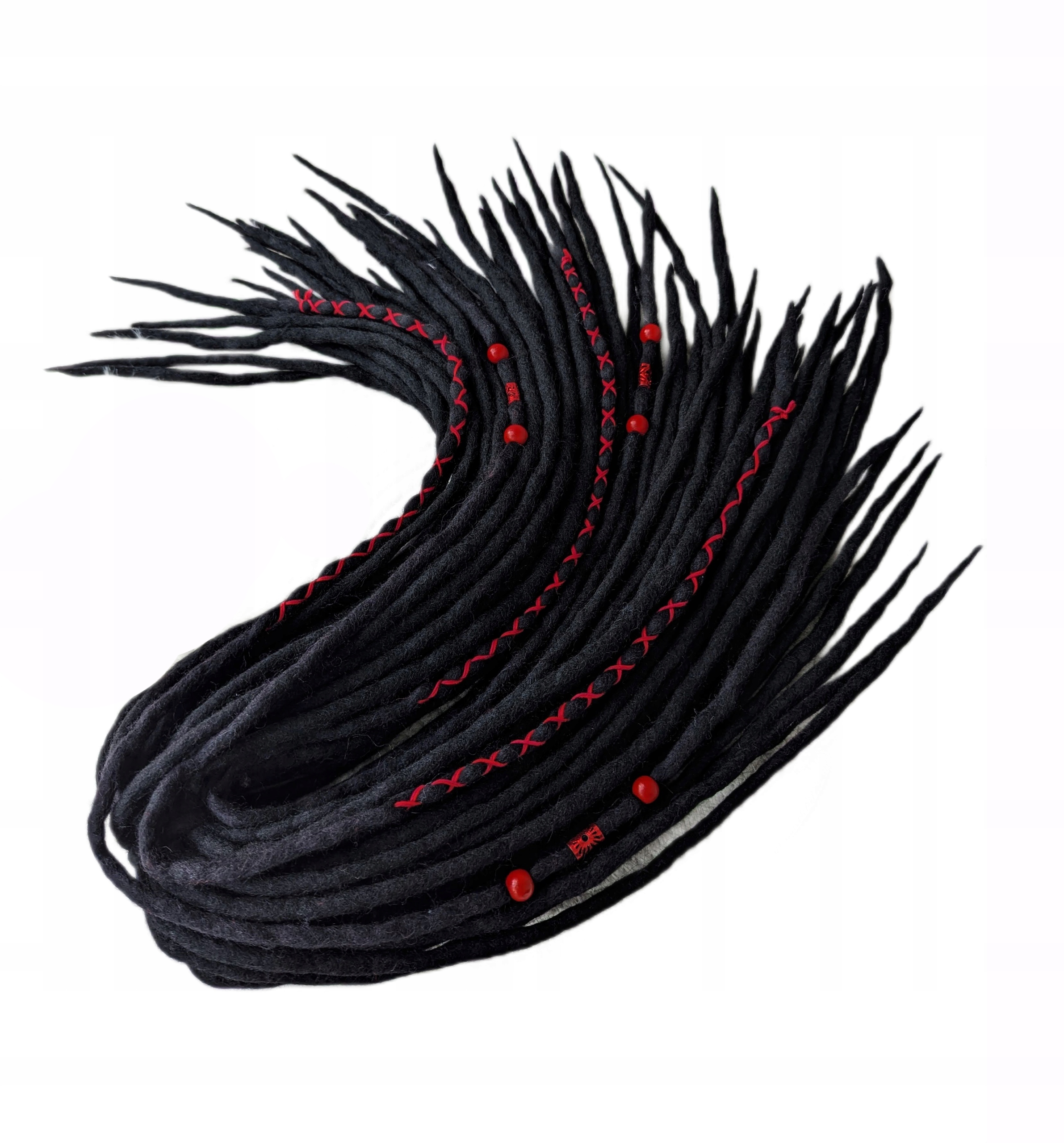 Vlněné pastelky Dredy, černé červené, Korálová Noc, 10 kusů