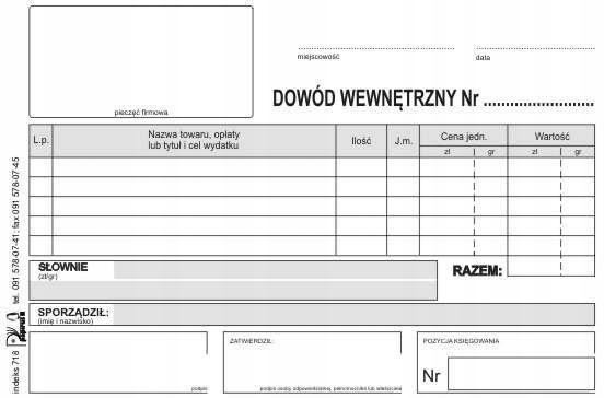 

Druk Dowód Wewnętrzny Papirus 718 A6