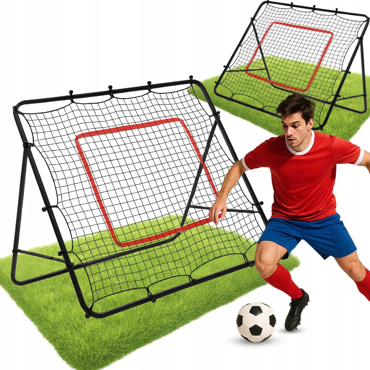 Bramka Treningowa Rebounder Do Piłki Nożnej Siatka Trenażer Rama 100x100 cm