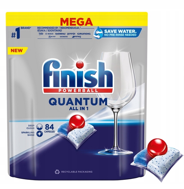 Levně Finish Kapsle Quantum ALL-IN-1 Fresh 3 Komorová Mycí Kapsle 84 ks