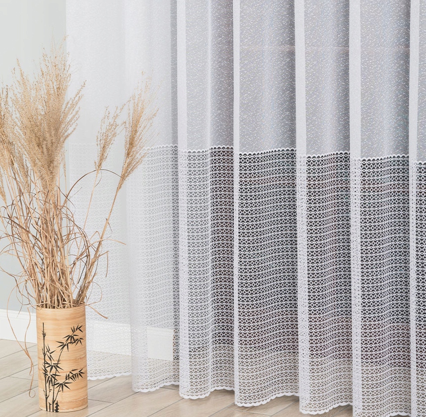 Mg Záclona vzor dole 137633M Bílá 300x250cm Hotová S Páskou M