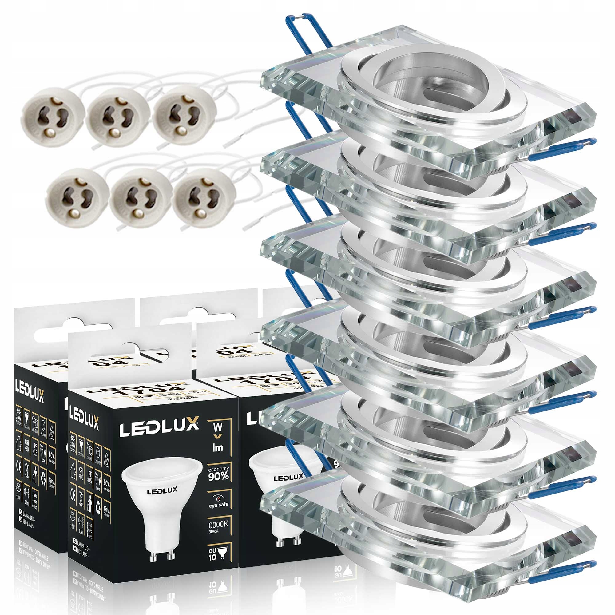 6x oprawa halogenowa Szklana ruchoma+LED GU10 5,5W