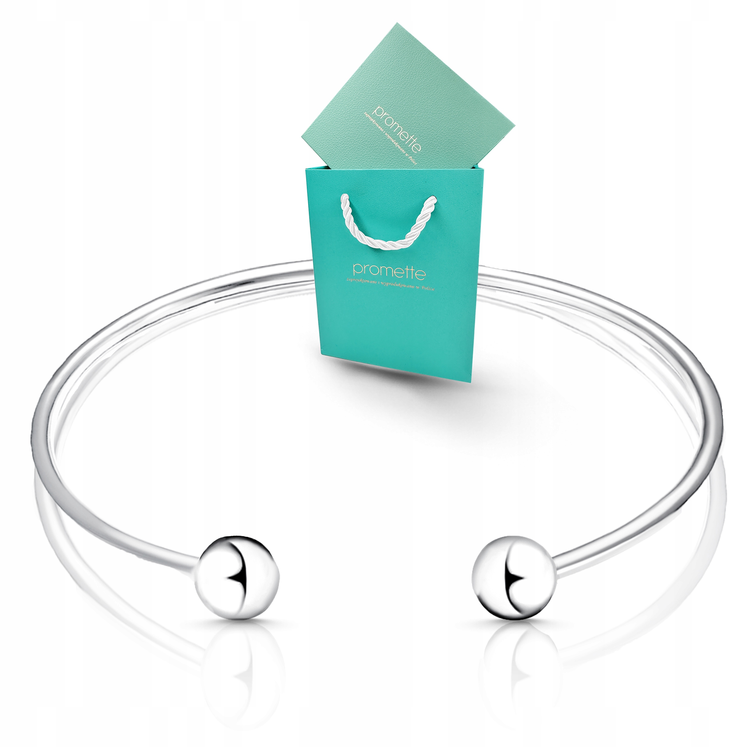 Stříbrný náramek dámský pevný bangle s kuličkami stříbro 925