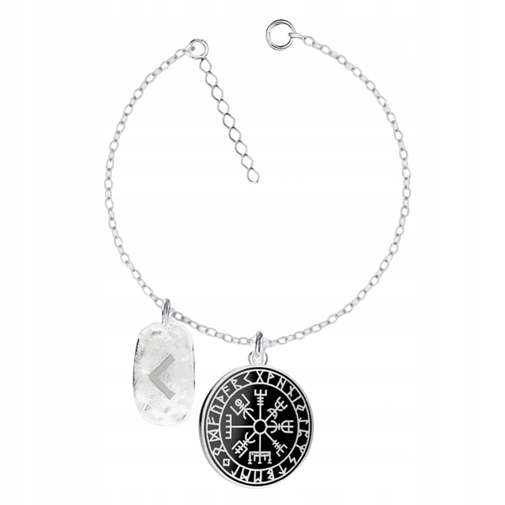 Kompas Vegvisir Runa Kenaz Wiking Stříbrný náramek rolo oval stříbro 925