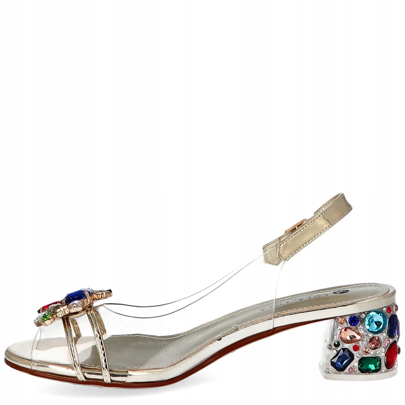 Sandały na niskim słupku - SCAVIOLA G-25 ZŁOTE 41 Rozmiar 41