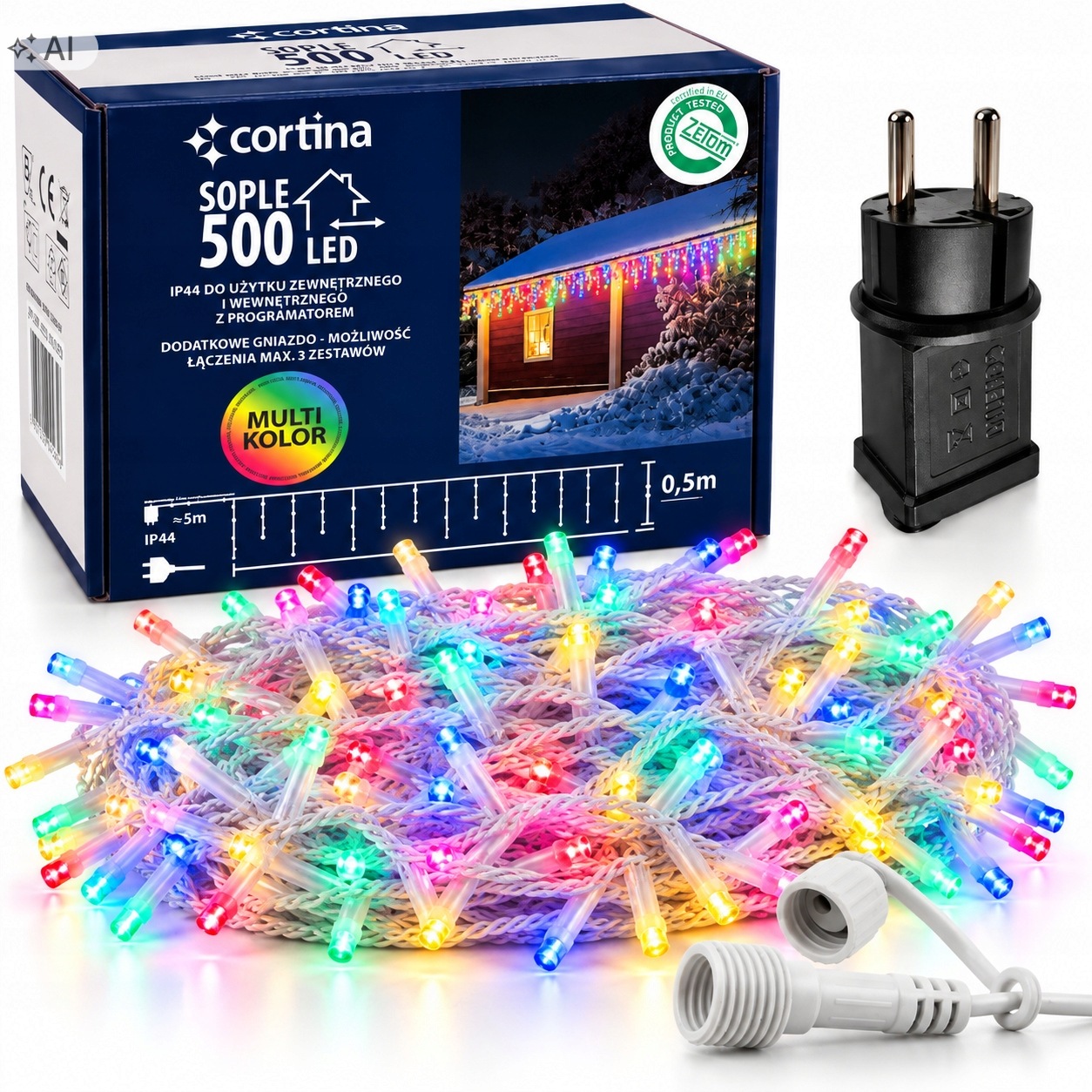 Vánoční Osvětlení Na Stromeček Sople 500 Led Multi Vánoční Stromek Přídavná Zásuvka Programátor