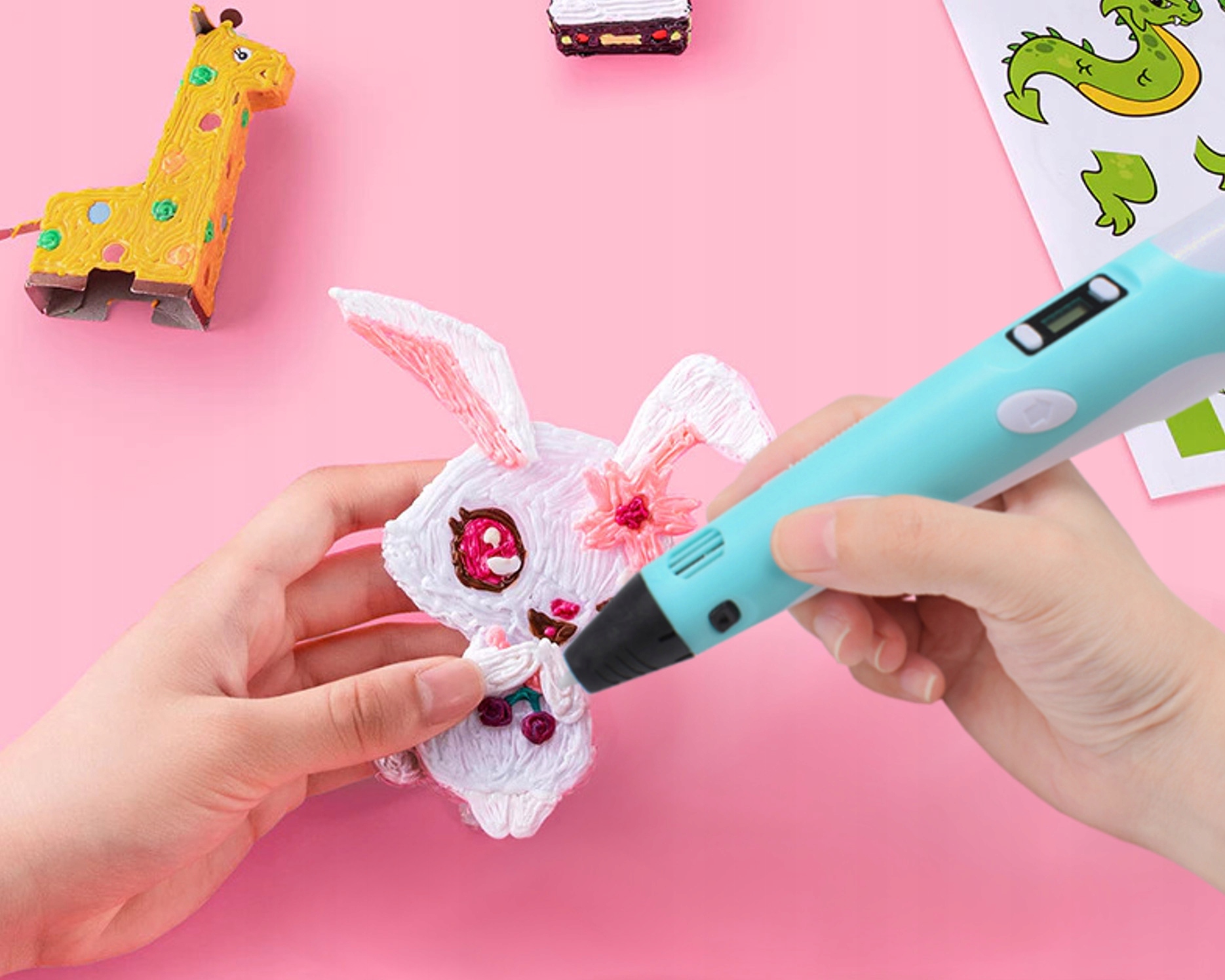 DŁUGOPIS 3D DLA DZIECI DRUKARKA MAGICZNY PEN ZESTAW + WKŁADY PLA 220 METRÓW Stan opakowania oryginalne