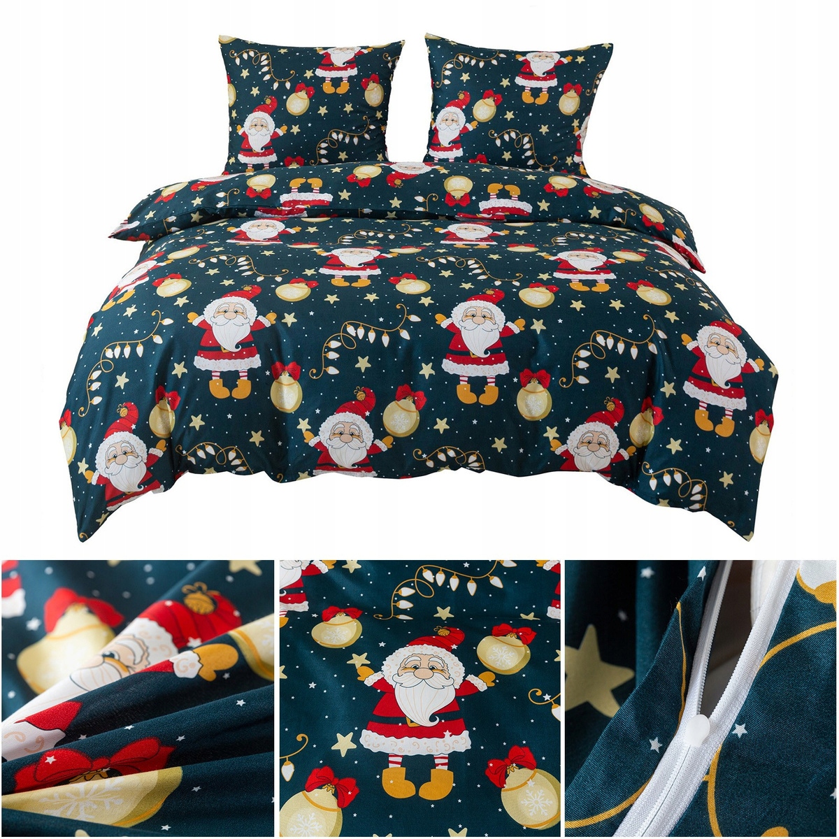 Povlečení Vánoční 220x200 3 Č. povlečení 70x80 hladké Eusebia Home sněhuláci