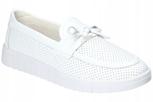 American Club RL157 Originální Kožené Boty Dámské Mokasíny Bílé 37