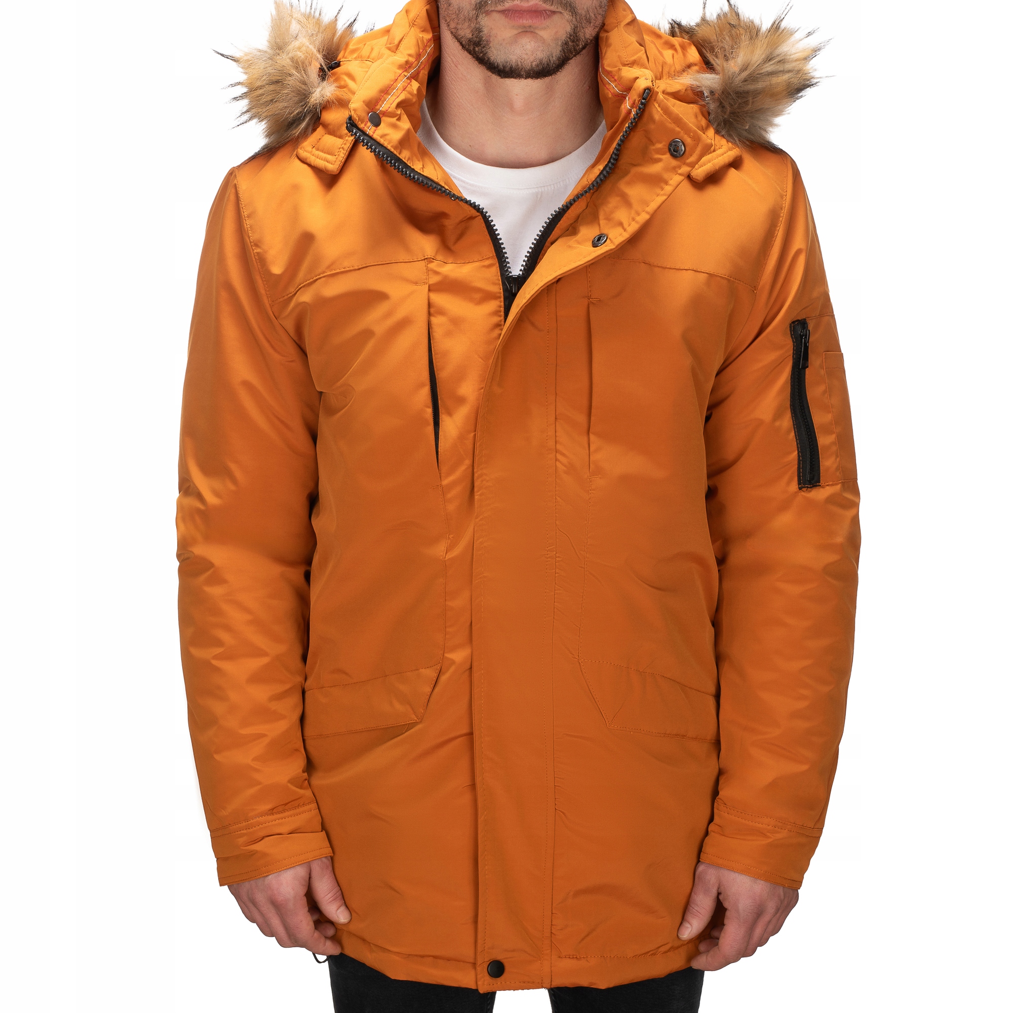 Pánská teplá Zimní Bunda dlouhá parka vel. M MA33