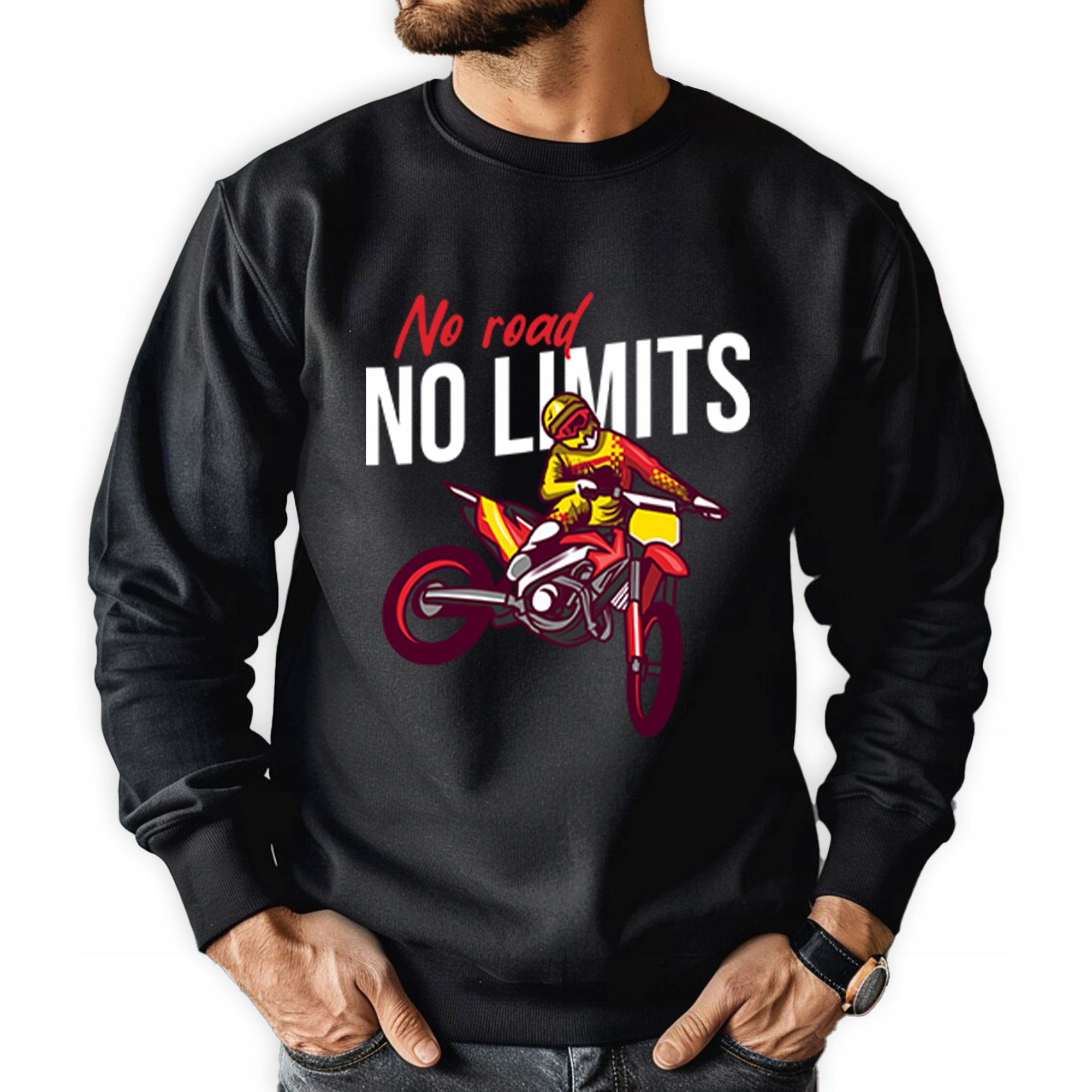 Pánská Mikina černá pro motorkáře Enduro MotoCross No Road No Limits M