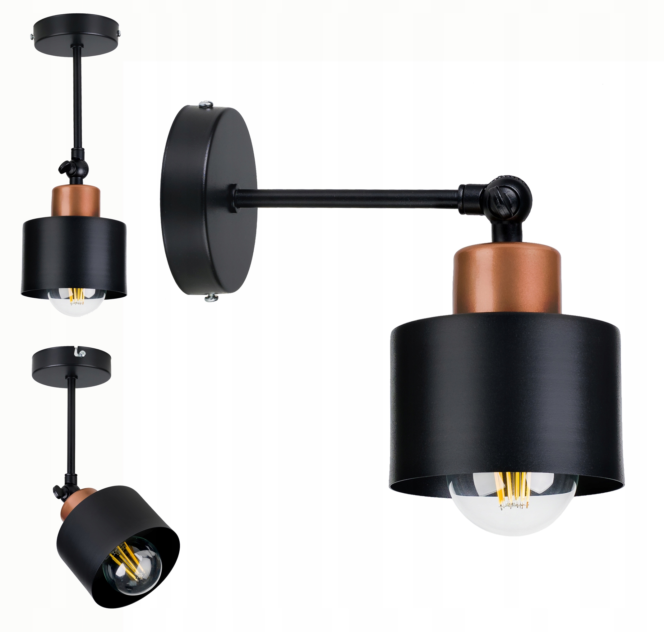 

Lampa sufit Kinkiet Ścienny regulowany loft Kubek