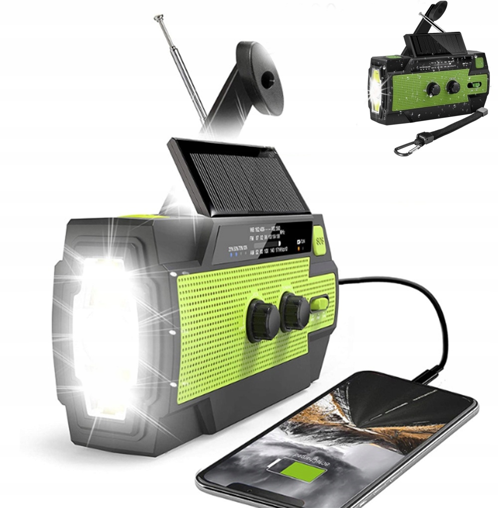 Radio Na Kliku přenosné solární nouzové dynamo Svítilna Powerbanka 4500 mAh