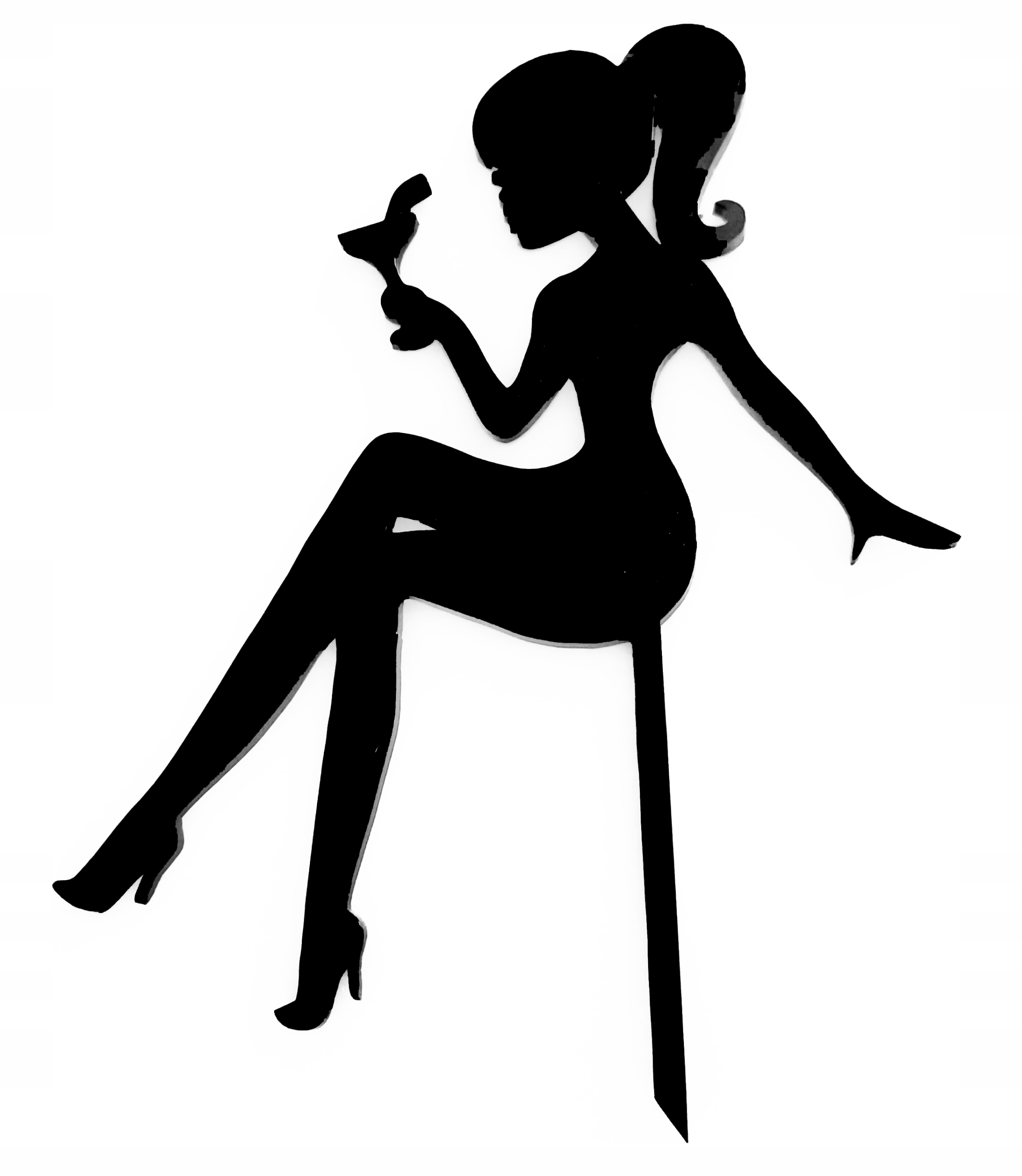 Topper na tort kobieta czarny URODZINY- MAŁA