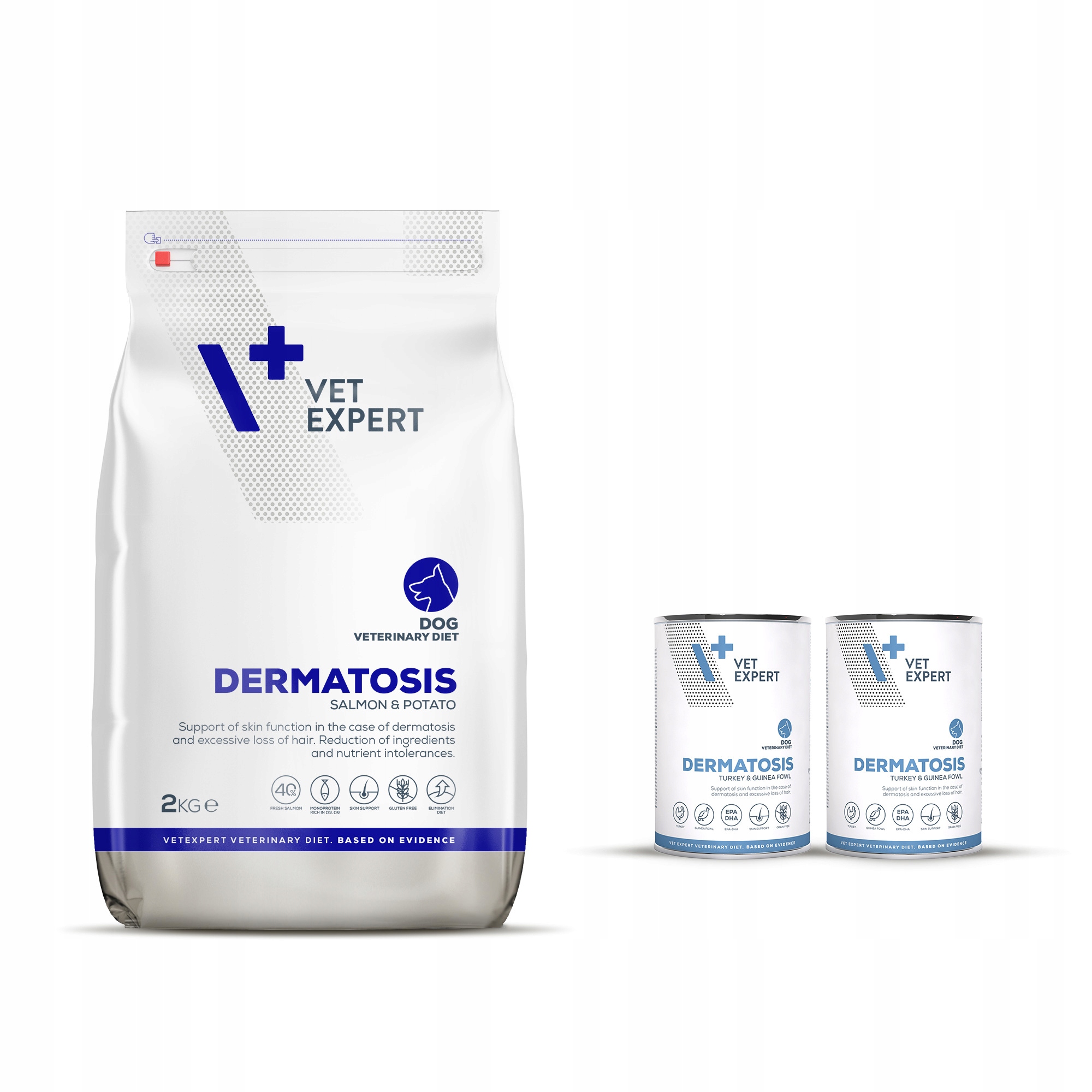 Zestaw mokra i sucha karma dla psa Vet Expert Dermatosis Dog 2kg i 2x400g
