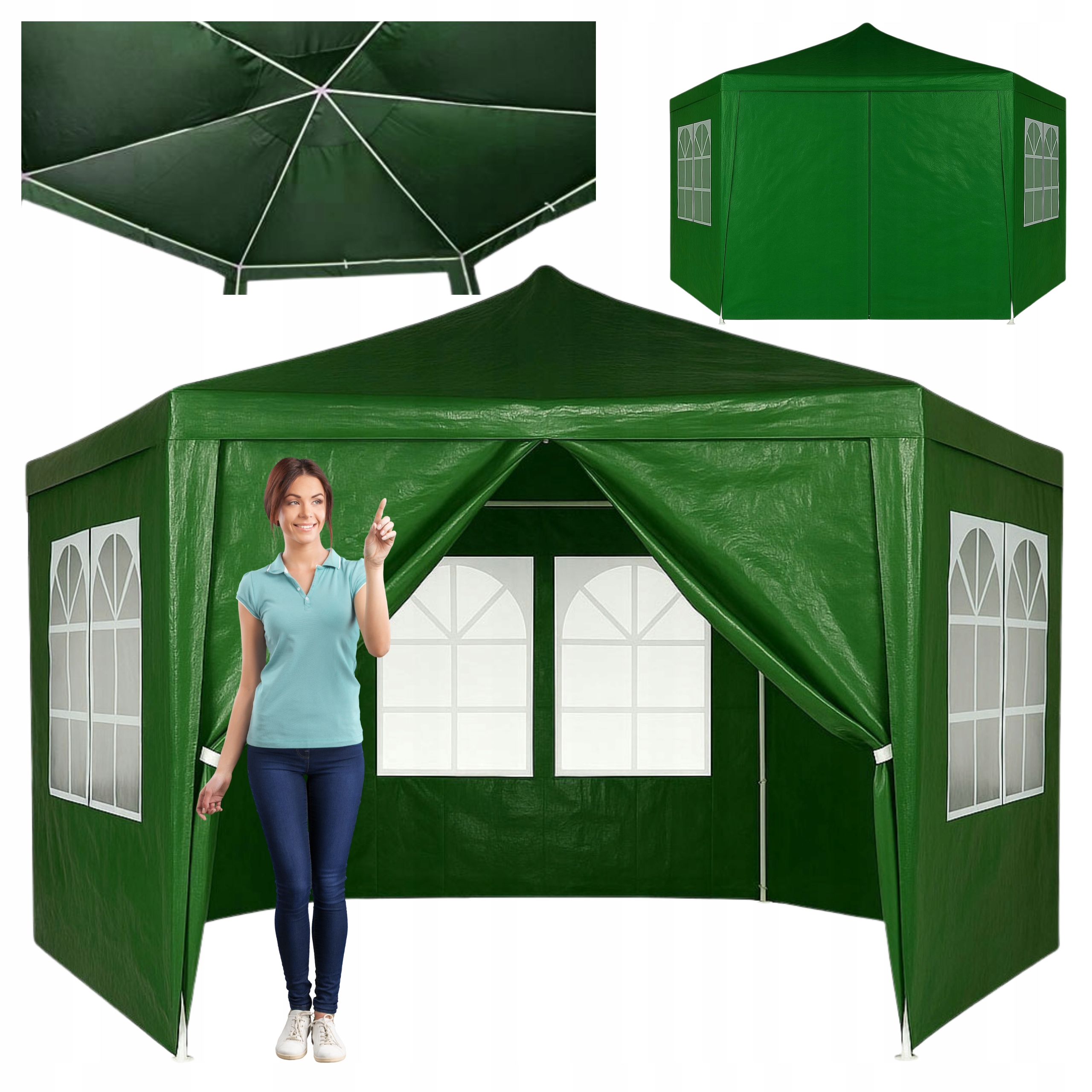 Pawilon Ogrodowy Namiot Handlowy 2x2x2 m Altana Z Oknami Na Taras Zielony