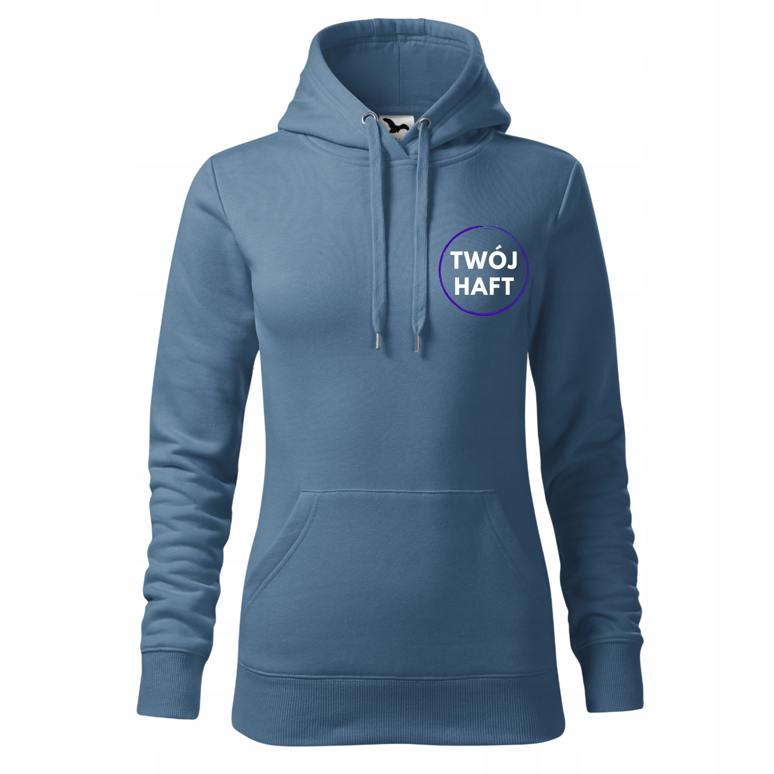 Dámská Mikina S Kapucí S Potiskem a výšivkou loga z denimu, velikost L