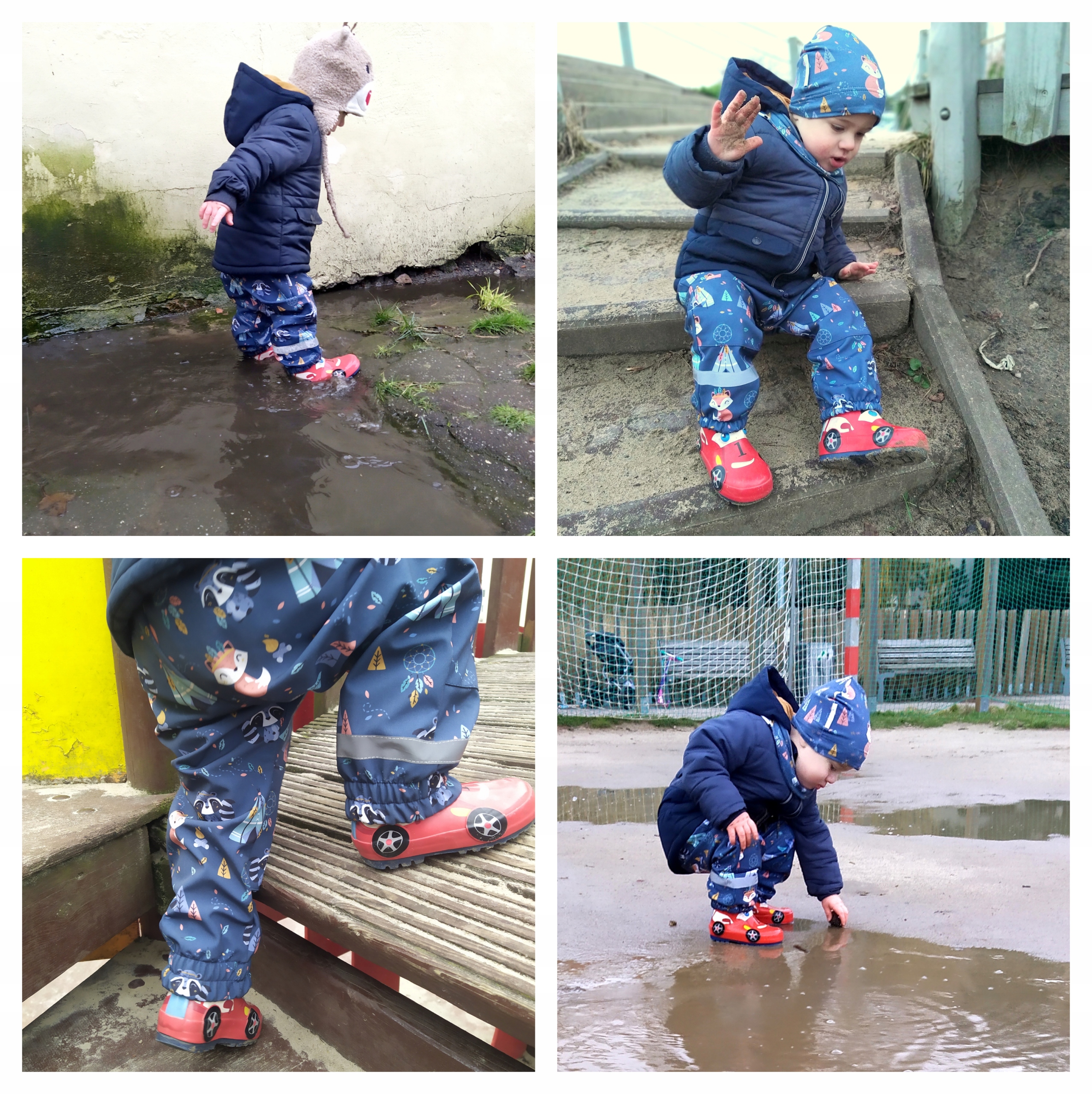 SPODNIE NA DESZCZ KAŁUŻE BŁOTO PODWINIĘCIE liście, dzikie kwiaty PL R. 116 Materiał dominujący poliester