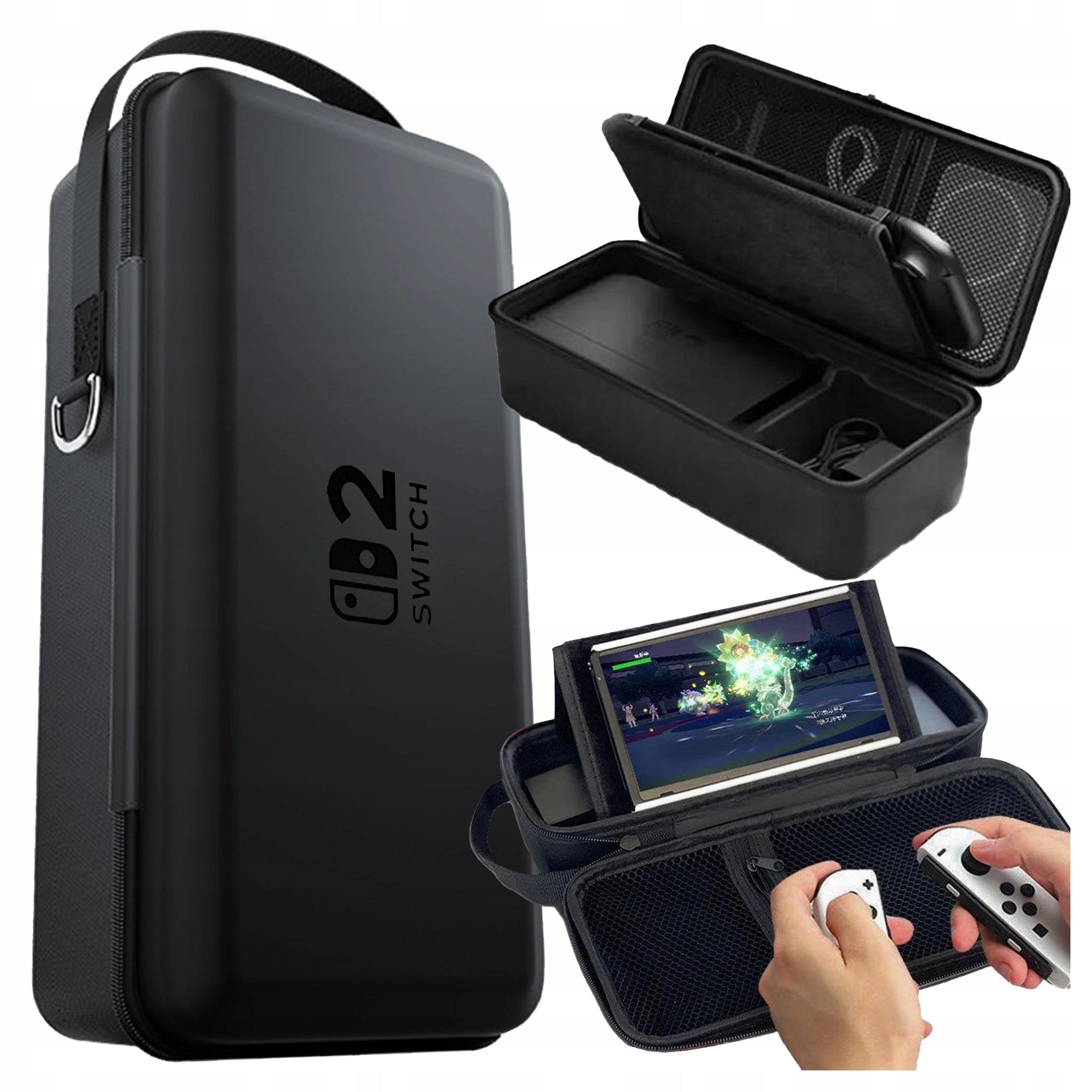 Etui Alogy do Nintendo Switch 2 czarne EVA z wbudowanym stojakiem