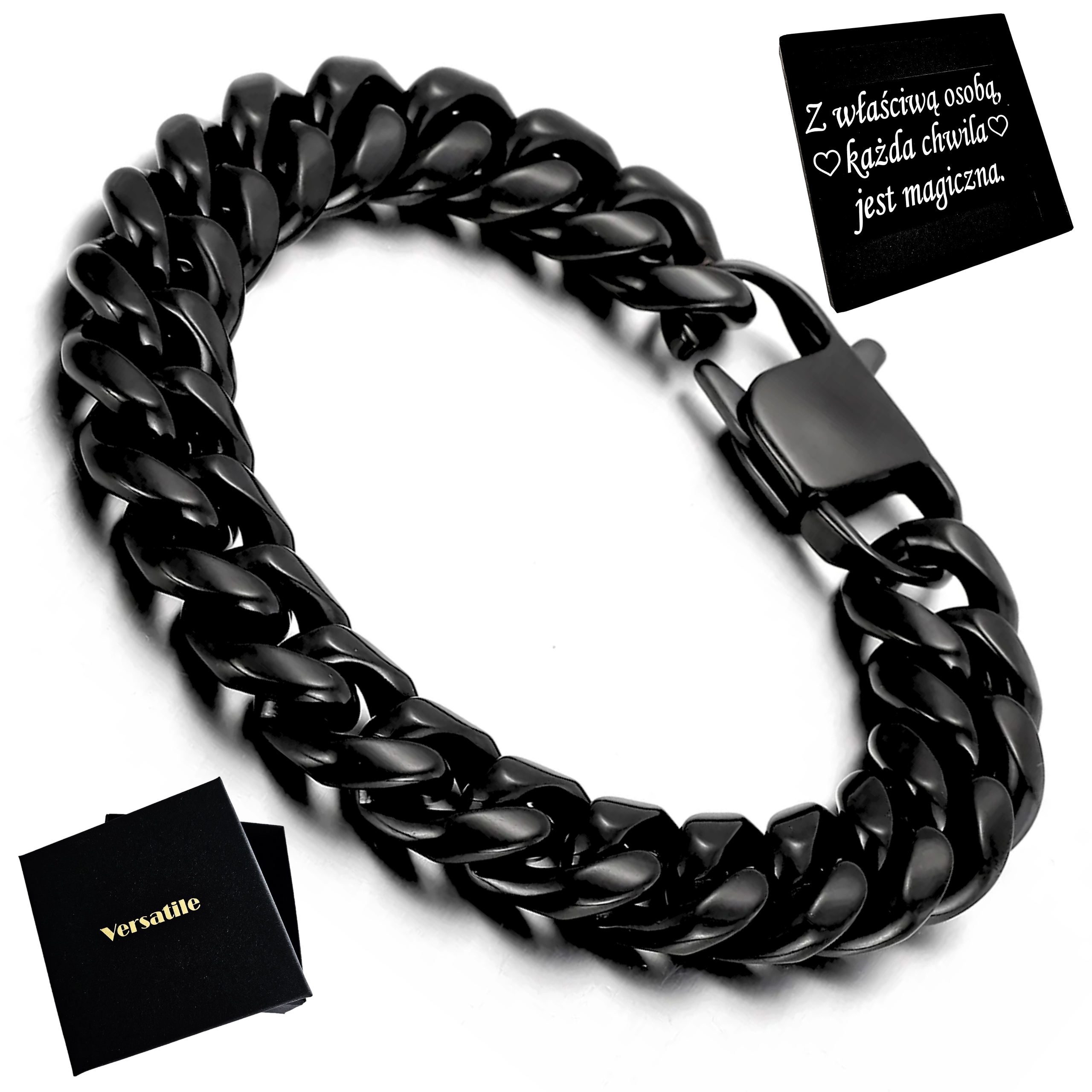 Pánský Náramek Z Oceli Ocel Černý Nejvyšší Kvalita Versatile Premium
