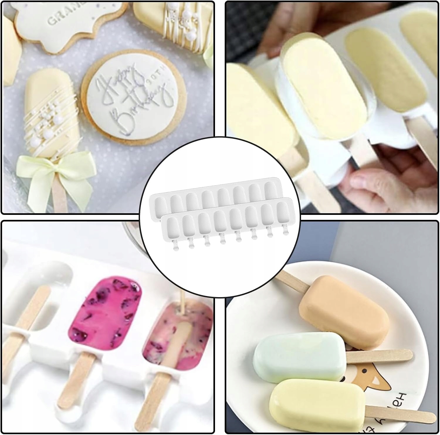 FOREMKI FORMY SILIKONOWA FORMA DO LODÓW NA PATYKU ZESTAW 8szt +PATYCZKI 50x Marka Karwil