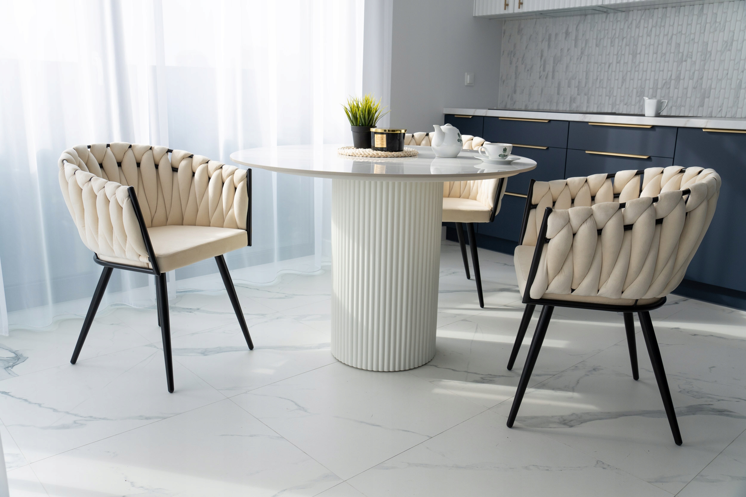 Čalouněná Sametová Židle Do Jídelny Obývacího Pokoje Velvet Béžová