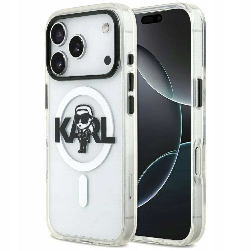 Pouzdro Karl Lagerfeld IML Karl Sketch Logo MagSafe pro iPhone 17 Pro transparentní