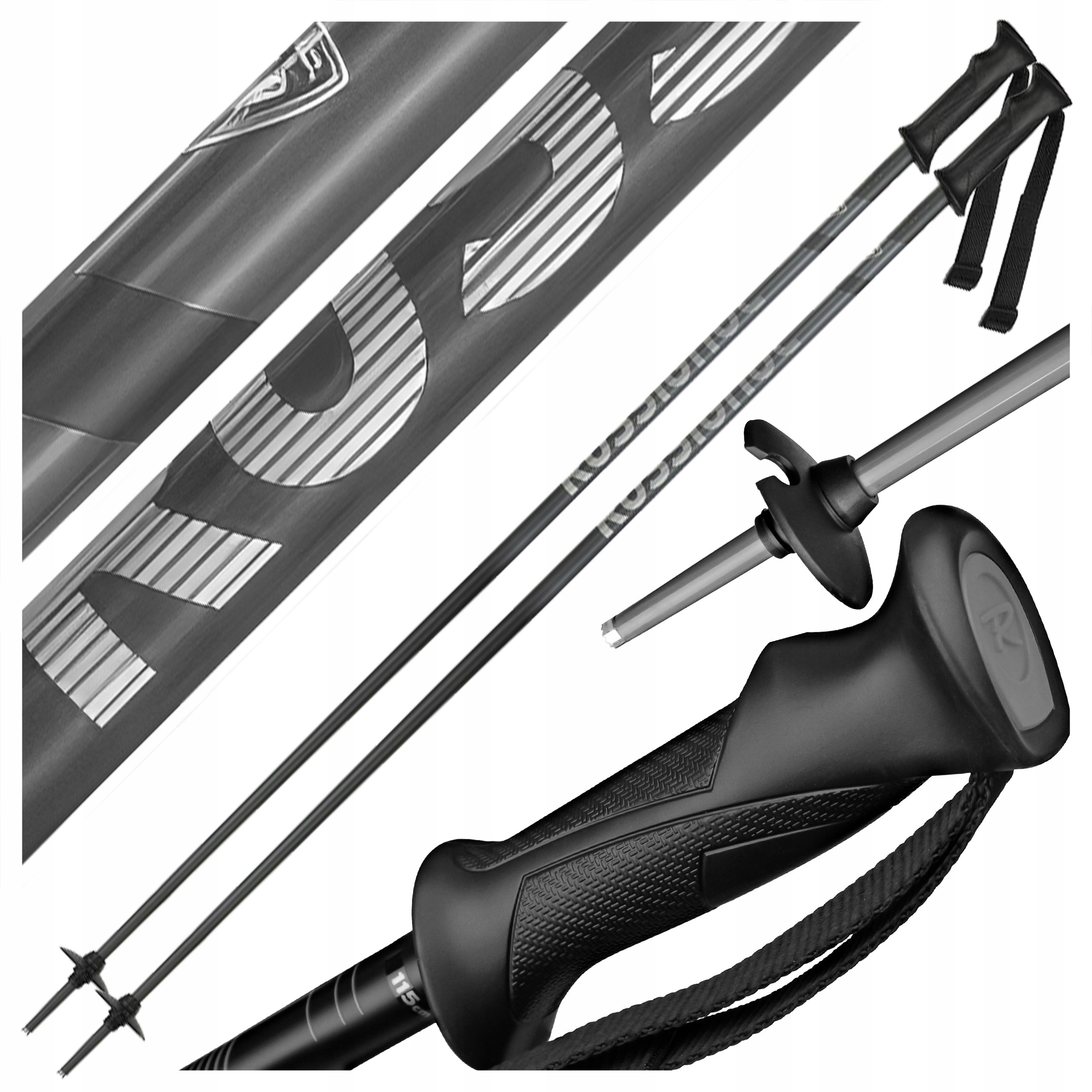 Kije Kijki Narciarskie Zjazdowe Rossignol Tactic Grey Szare Czarne 115 cm