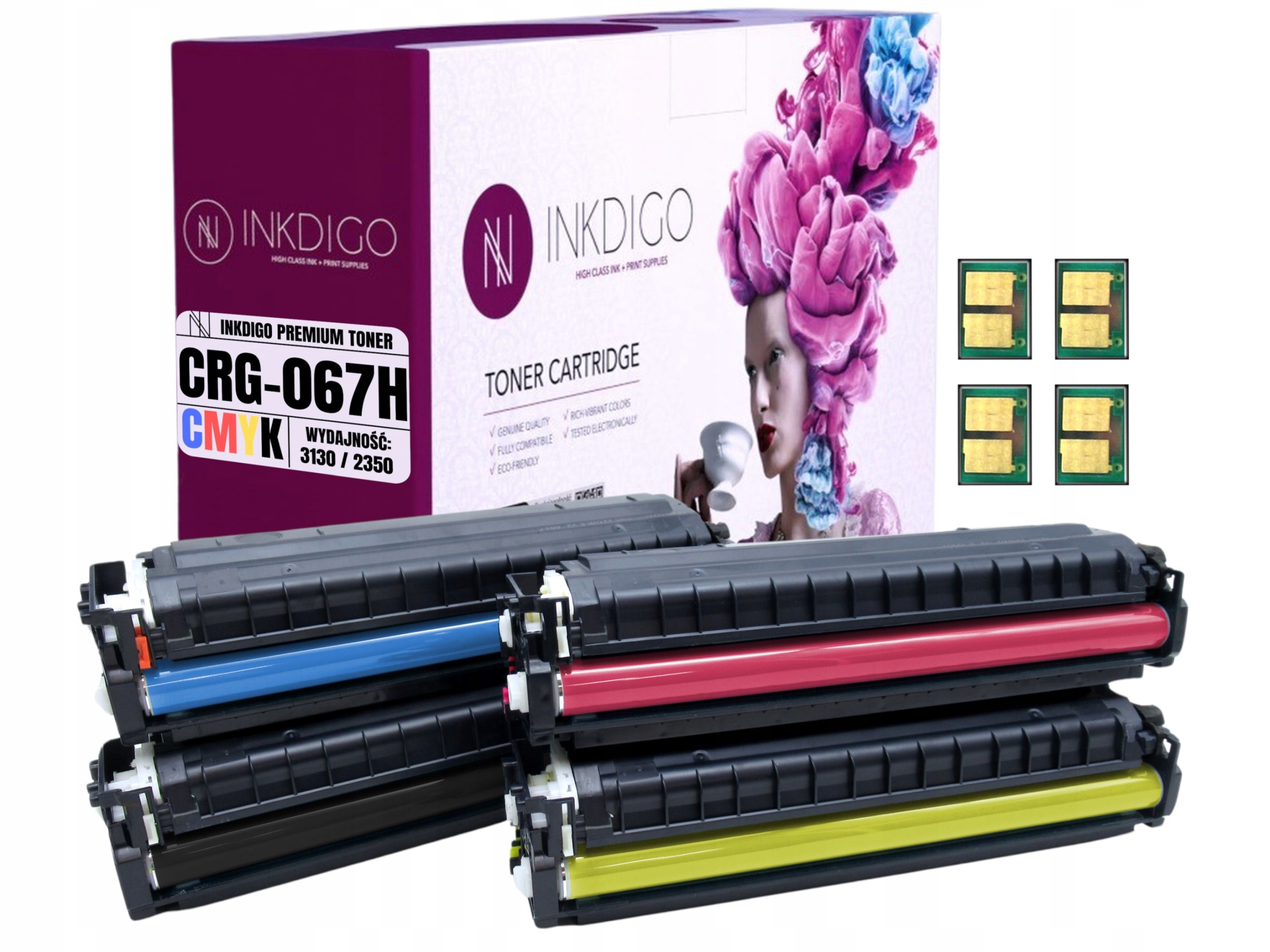 4x Toner Inkdigo do drukarek Canon Cmyk zamiennik 067H wszystkie