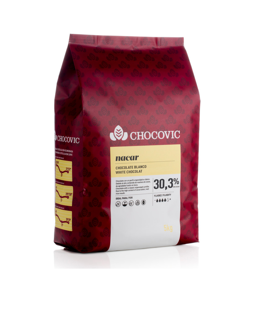 Levně Chocovic Nacar Čokoláda bílá kuvertura 5 kg