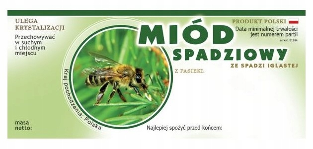 

Etykieta naklejka miód 116x50mm Sig 100szt E1104
