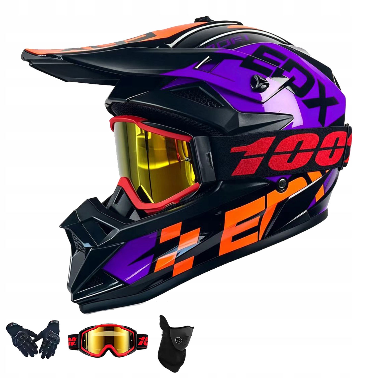 Helma Na Elektrickou Koloběžku Cross Enduro Quad Bmx Helma Brýle Rukavice M